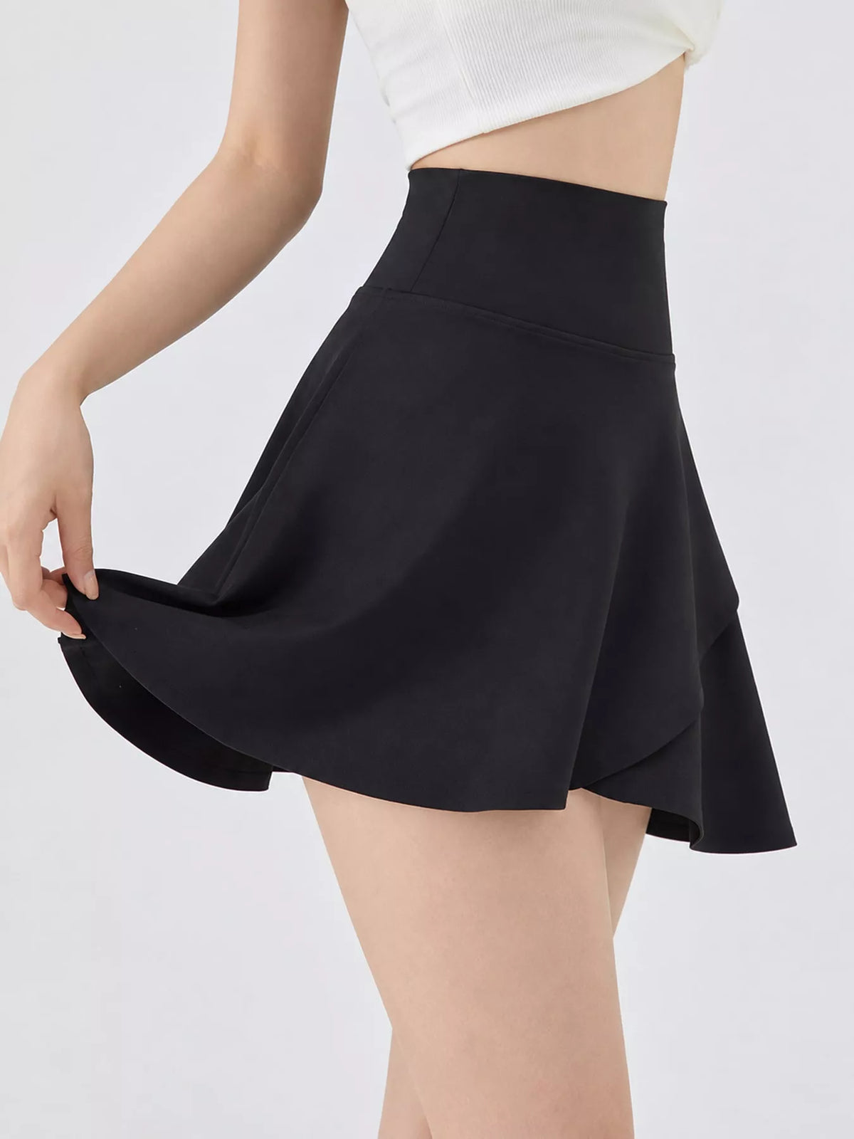 full size high-waisted flared athletic skirt with | dropsona - neutral - material texture