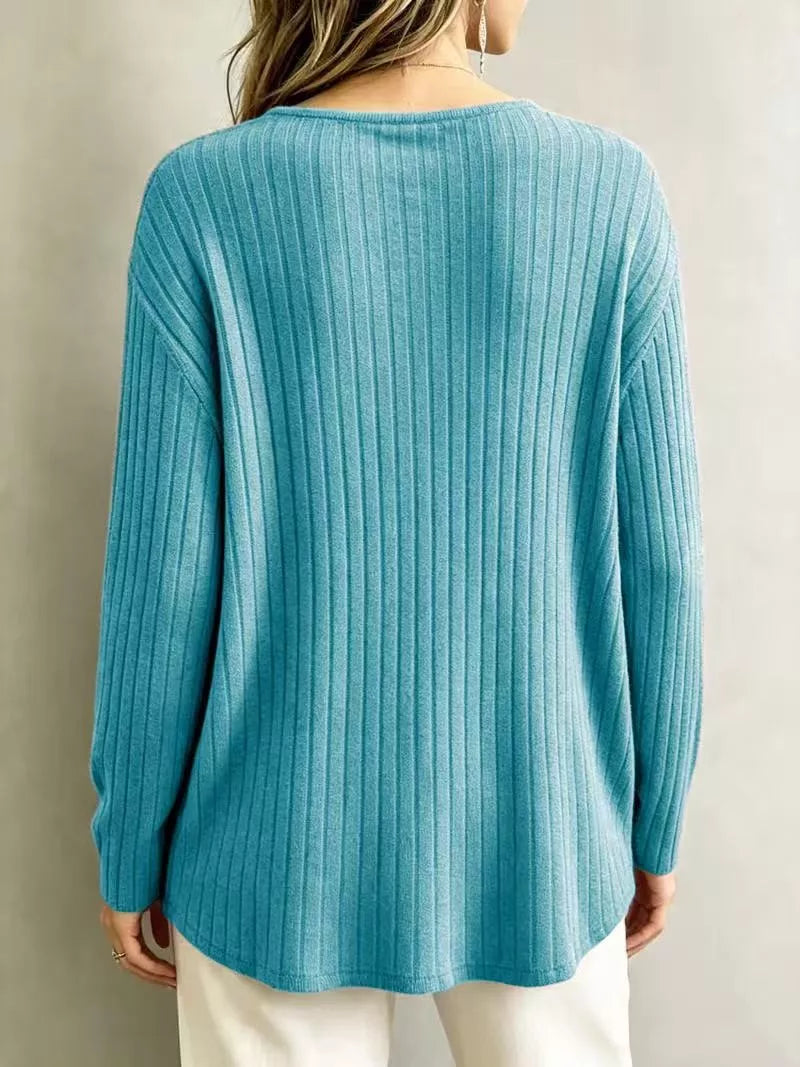 v-neck ribbed long sleeve t-shirt – | dropsona - neutral - usage example