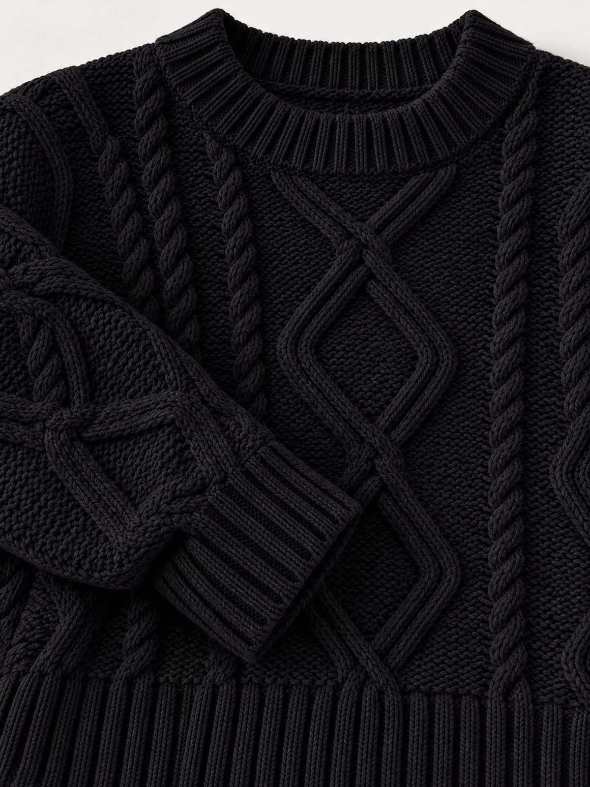 full size cable-knit round neck sweater plus | dropsona - neutral - packaging
