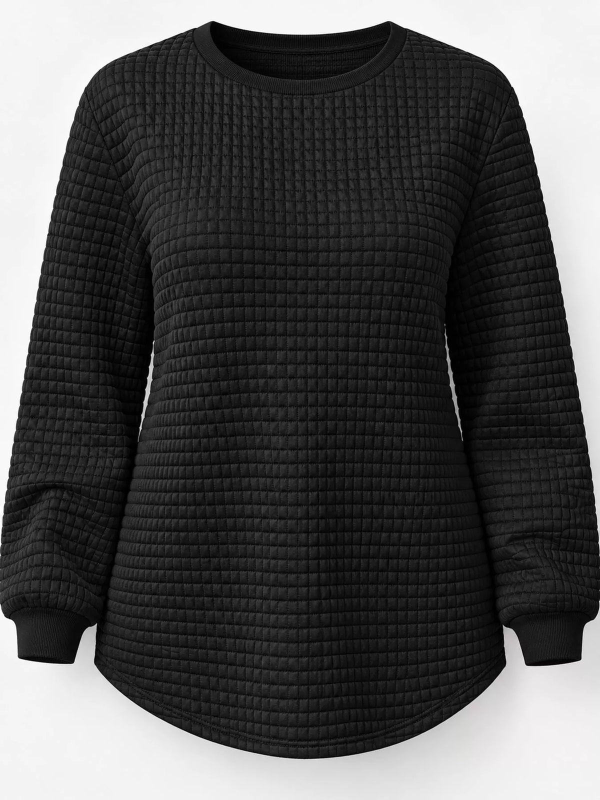 plus size textured waffle knit crew neck sweatshirt | dropsona - neutral - packaging