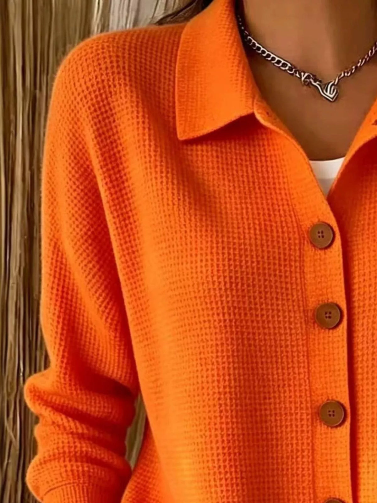 full size waffle knit button-down shirt plus | dropsona - neutral - material texture