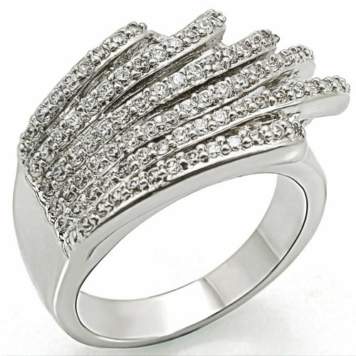 1w018 - rhodium brass ring with aaa grade cz in clear | dropsona - neutral - close-up detail