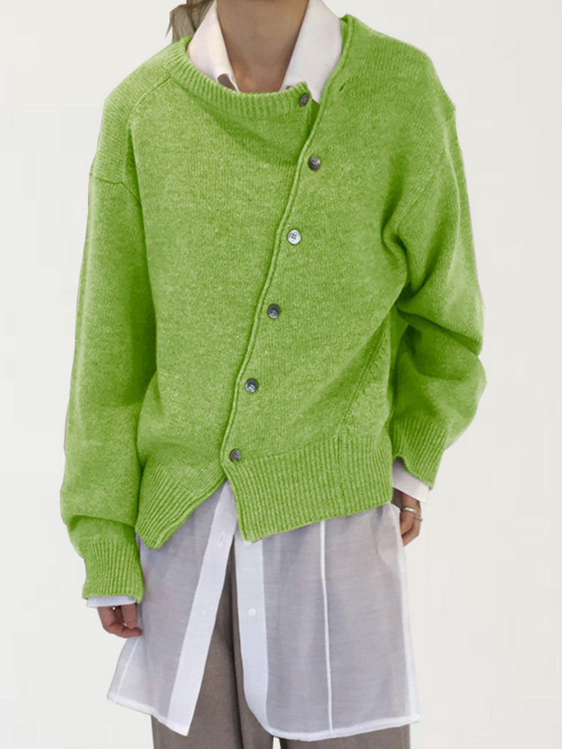 dropped shoulder buttoned cardigan – basic style | dropsona - neutral - material texture