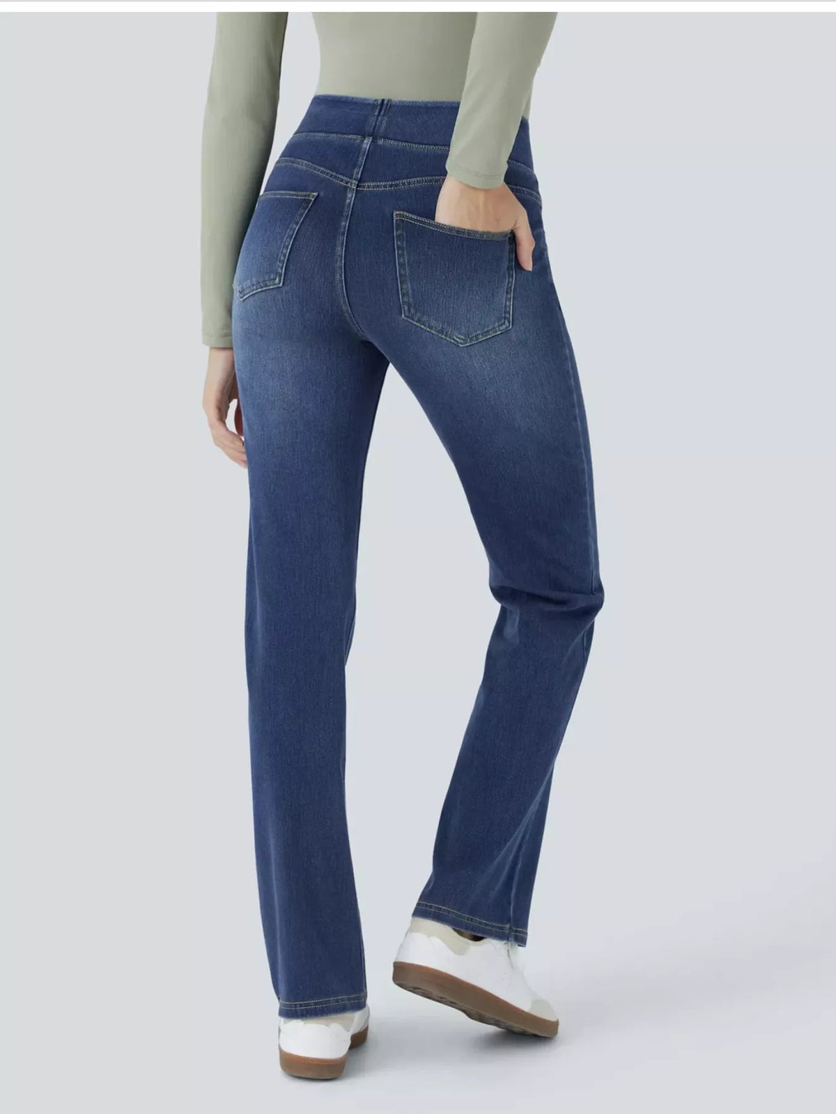 high waist slim fit jeans | dropsona 70% cotton, 30% polyester - neutral - close-up detail