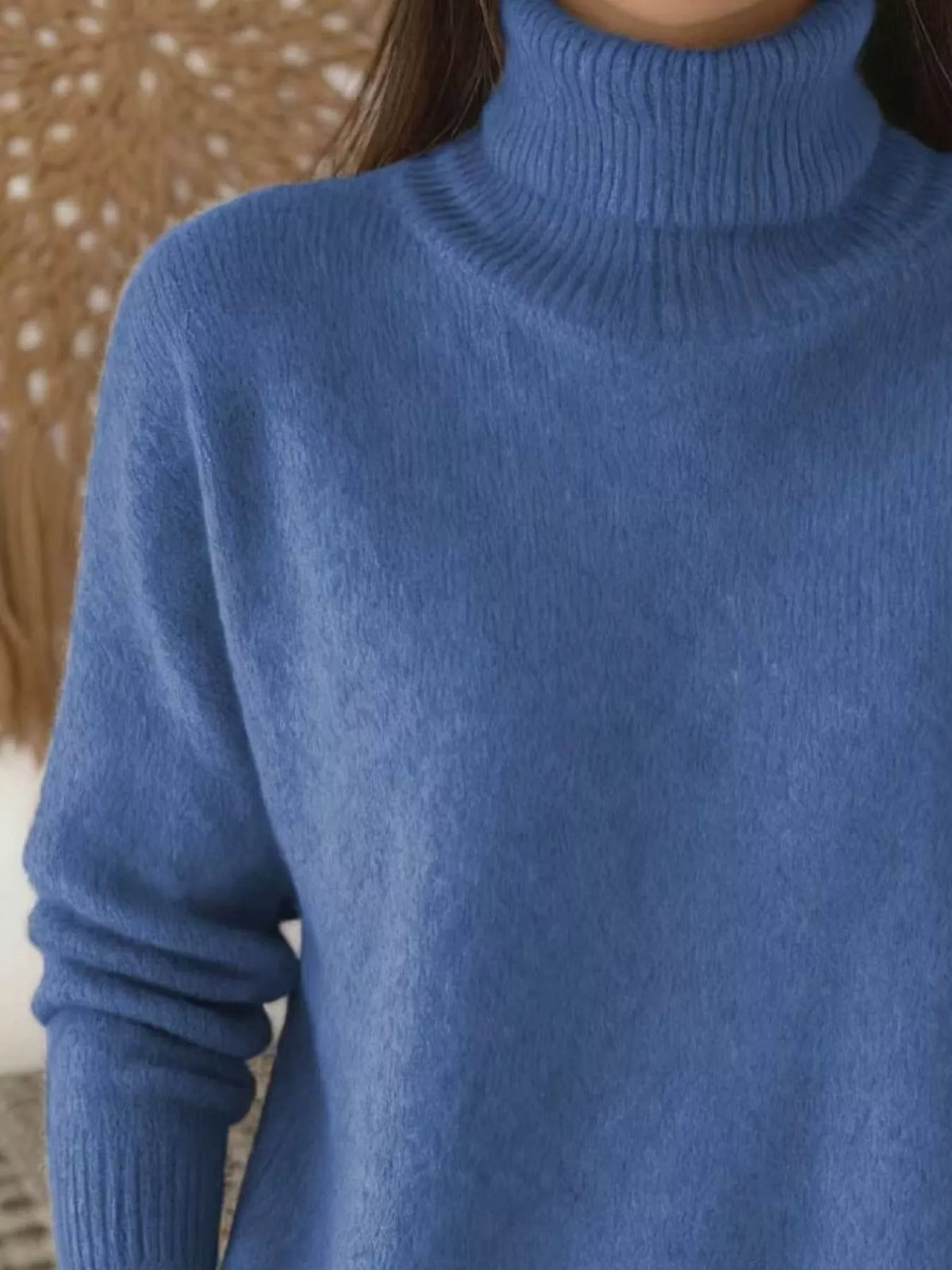 turtleneck long sleeve sweater – basic style | dropsona - neutral - material texture
