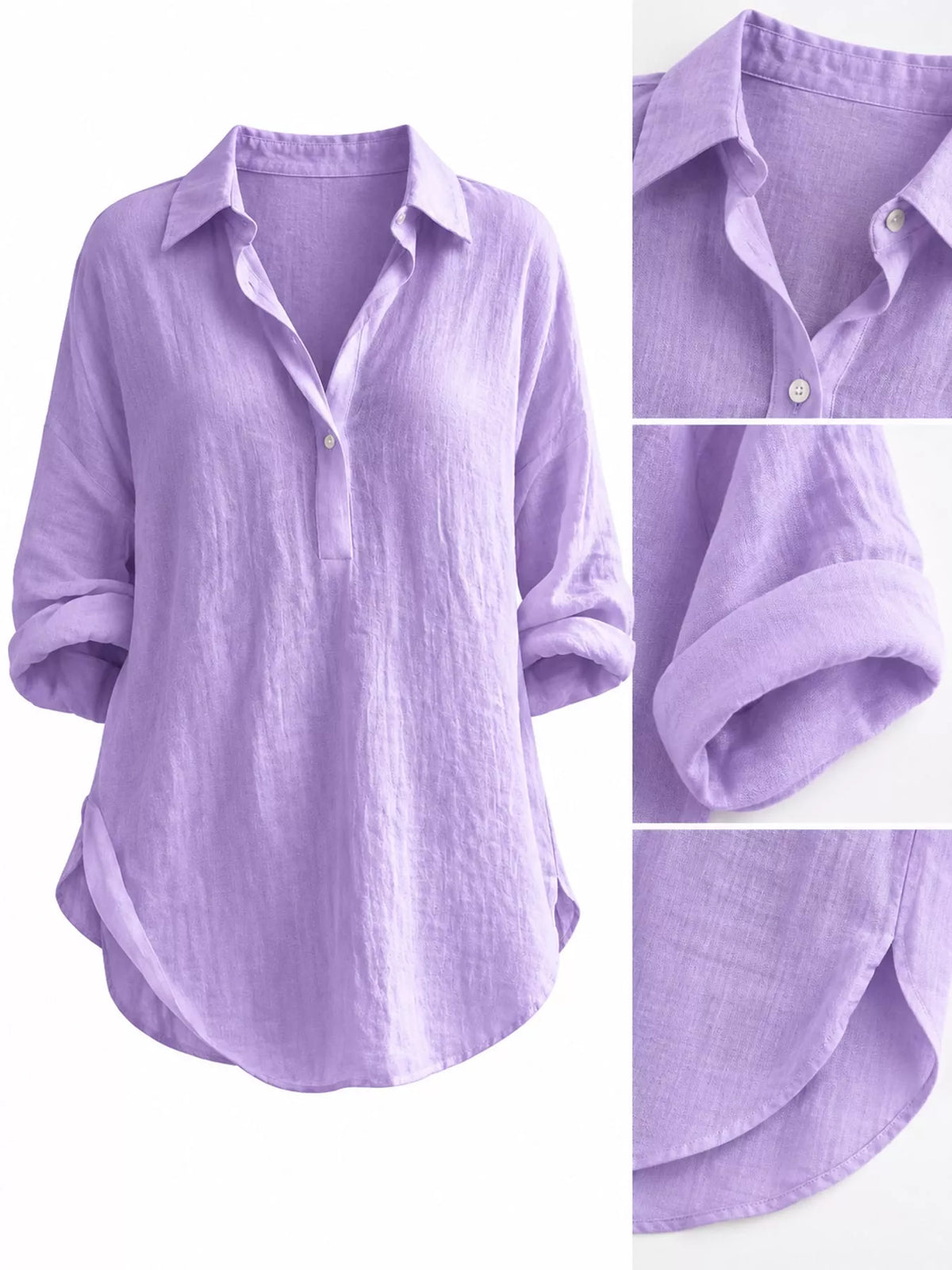 collared neck long sleeve blouse | dropsona - neutral - size reference