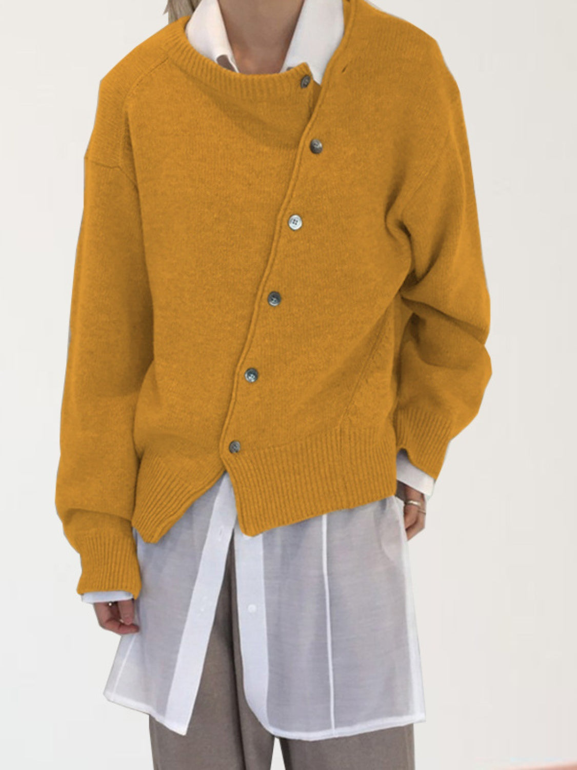dropped shoulder buttoned cardigan – basic style | dropsona - neutral - packaging