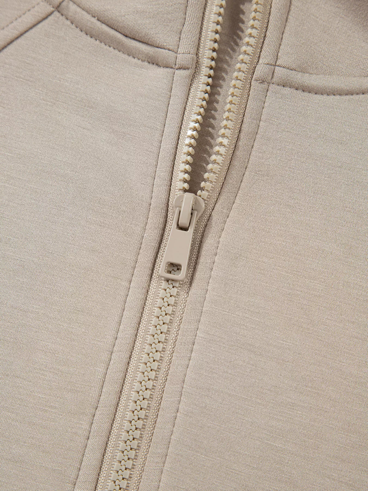 half zip long sleeve hoodie and pants 2pcs outfit | dropsona - neutral - front view