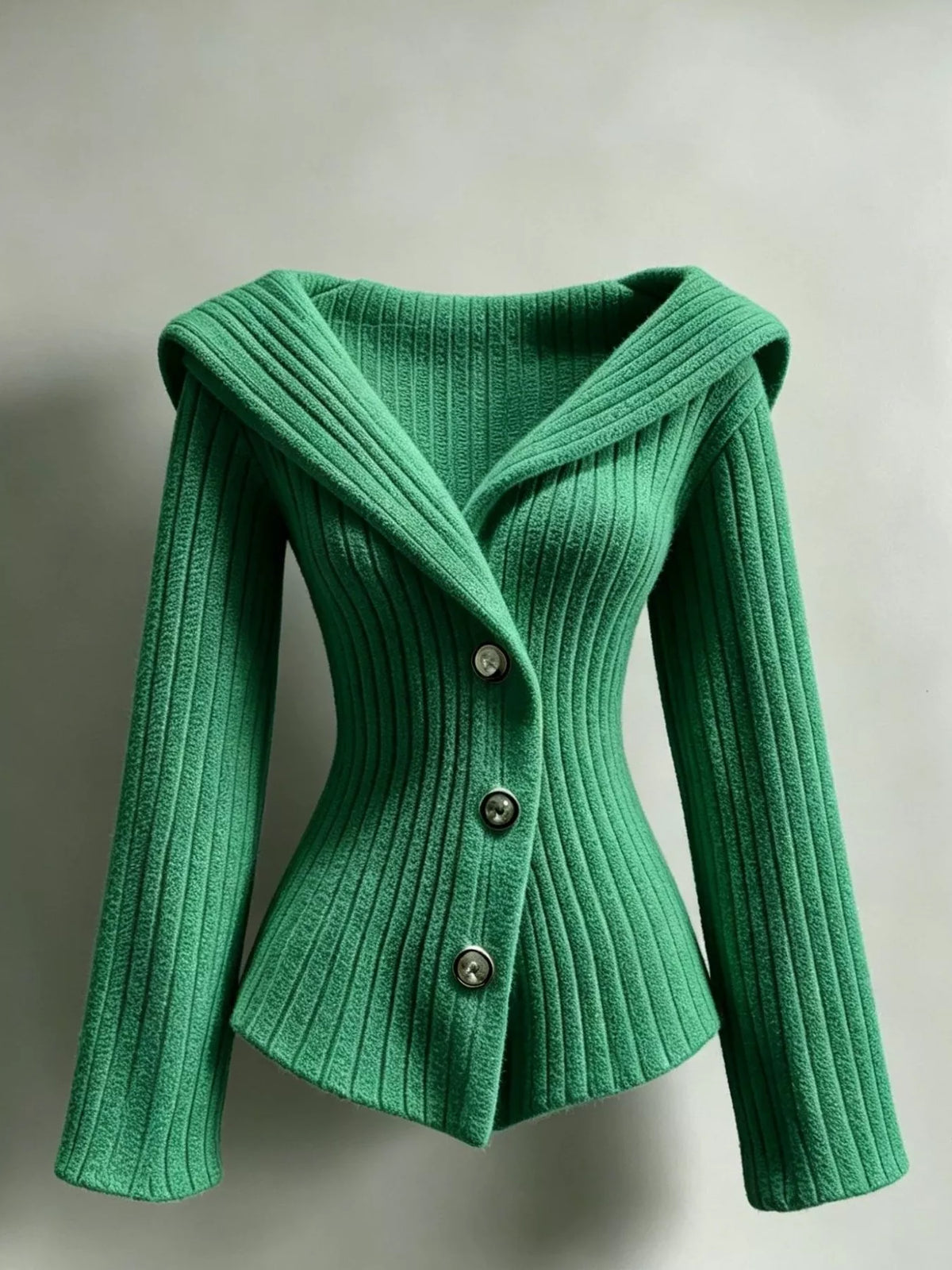 full size ribbed knit button-down front cardigan plus | dropsona - neutral - close-up detail