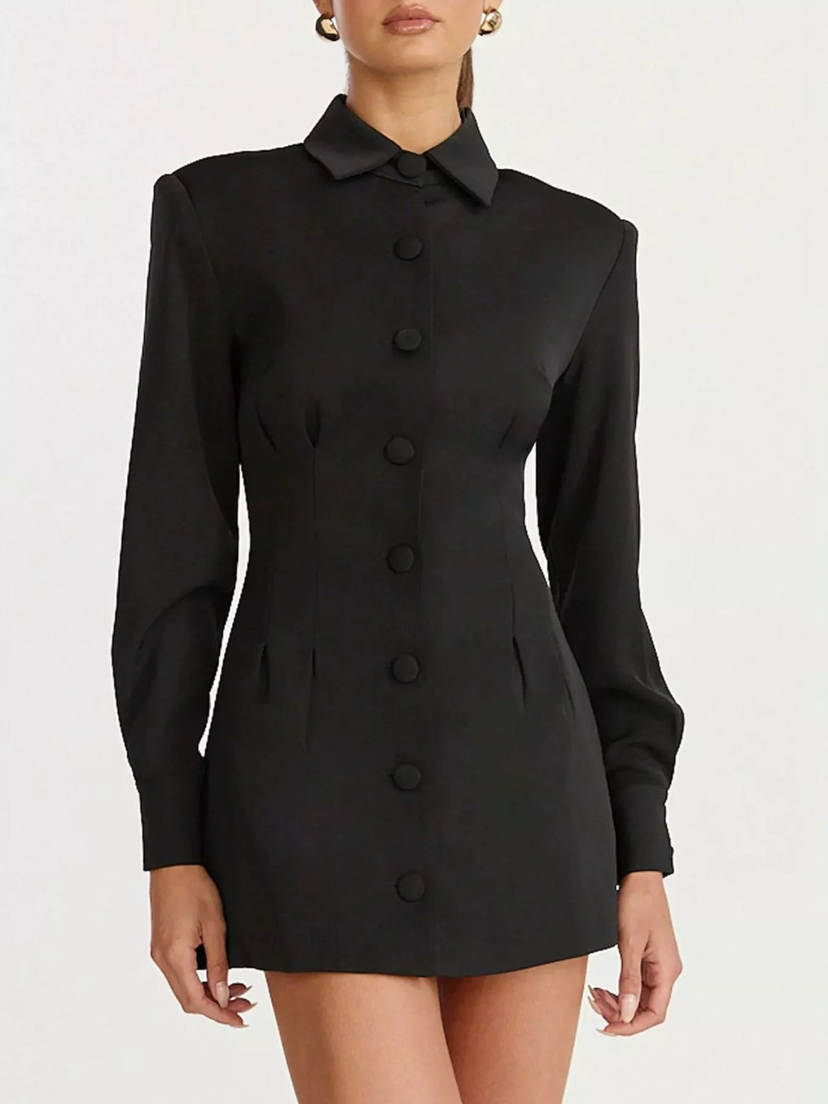 corset-style button-down blazer dress | dropsona - neutral - material texture
