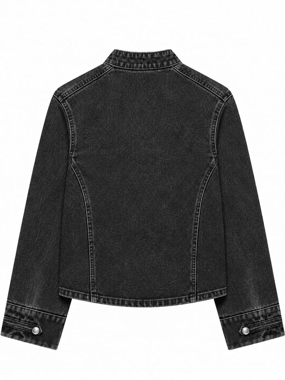 decorative button cropped denim jacket | dropsona - neutral - packaging