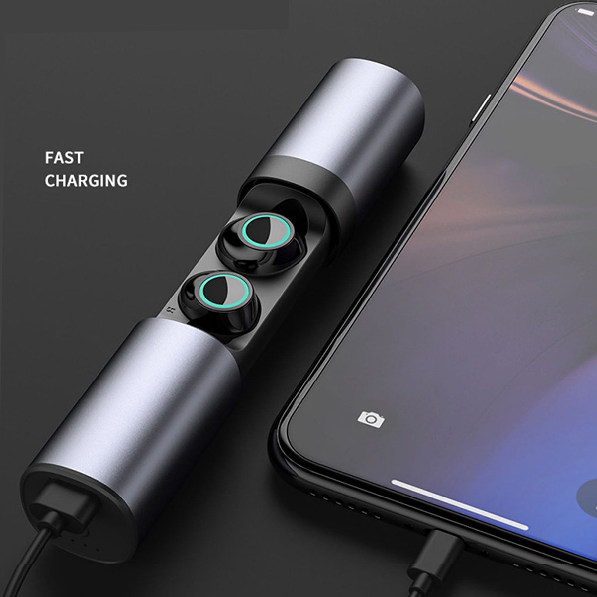 true twin 2 in 1 wireless headphones with phone charge | dropsona - neutral - close-up detail
