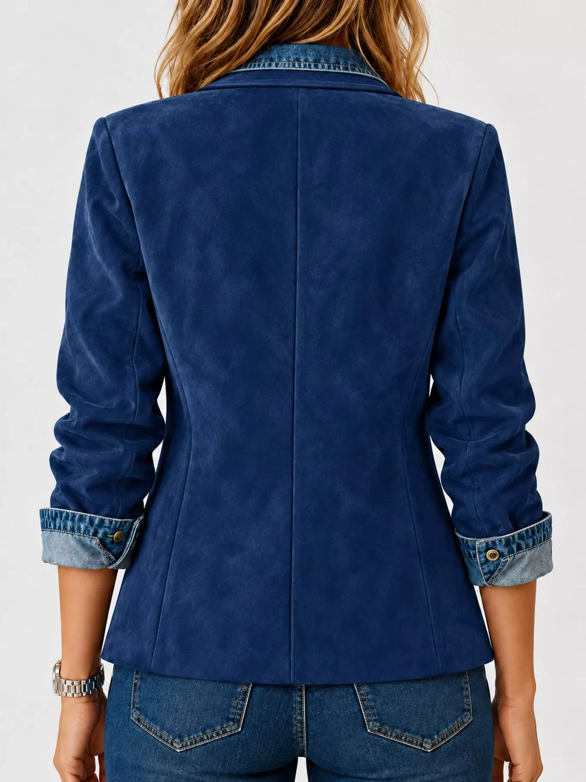 full size lapel collar button up blazer plus | dropsona - neutral - material texture