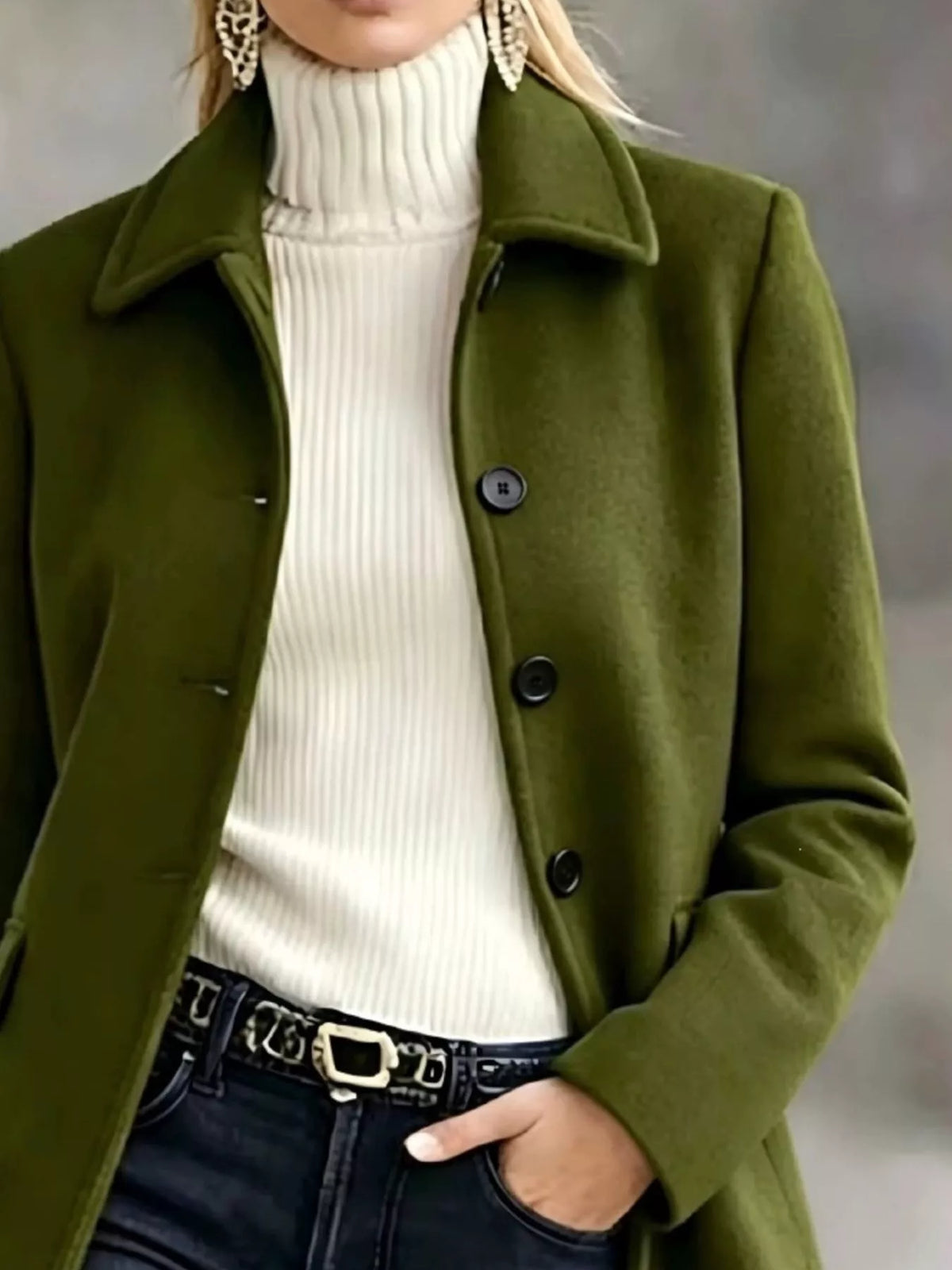 button up longline coat – buttoned | dropsona - neutral - packaging