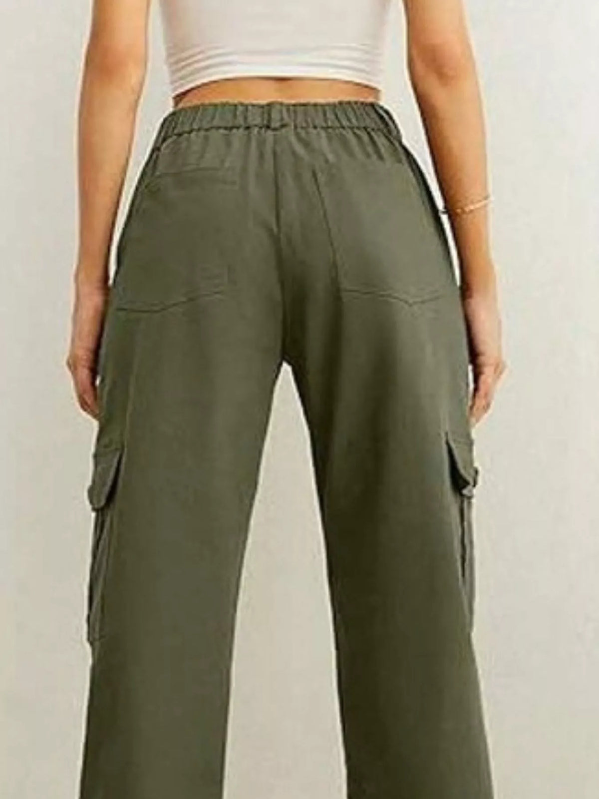 high-waisted cargo pants with drawstring cuffs | dropsona - neutral - usage example