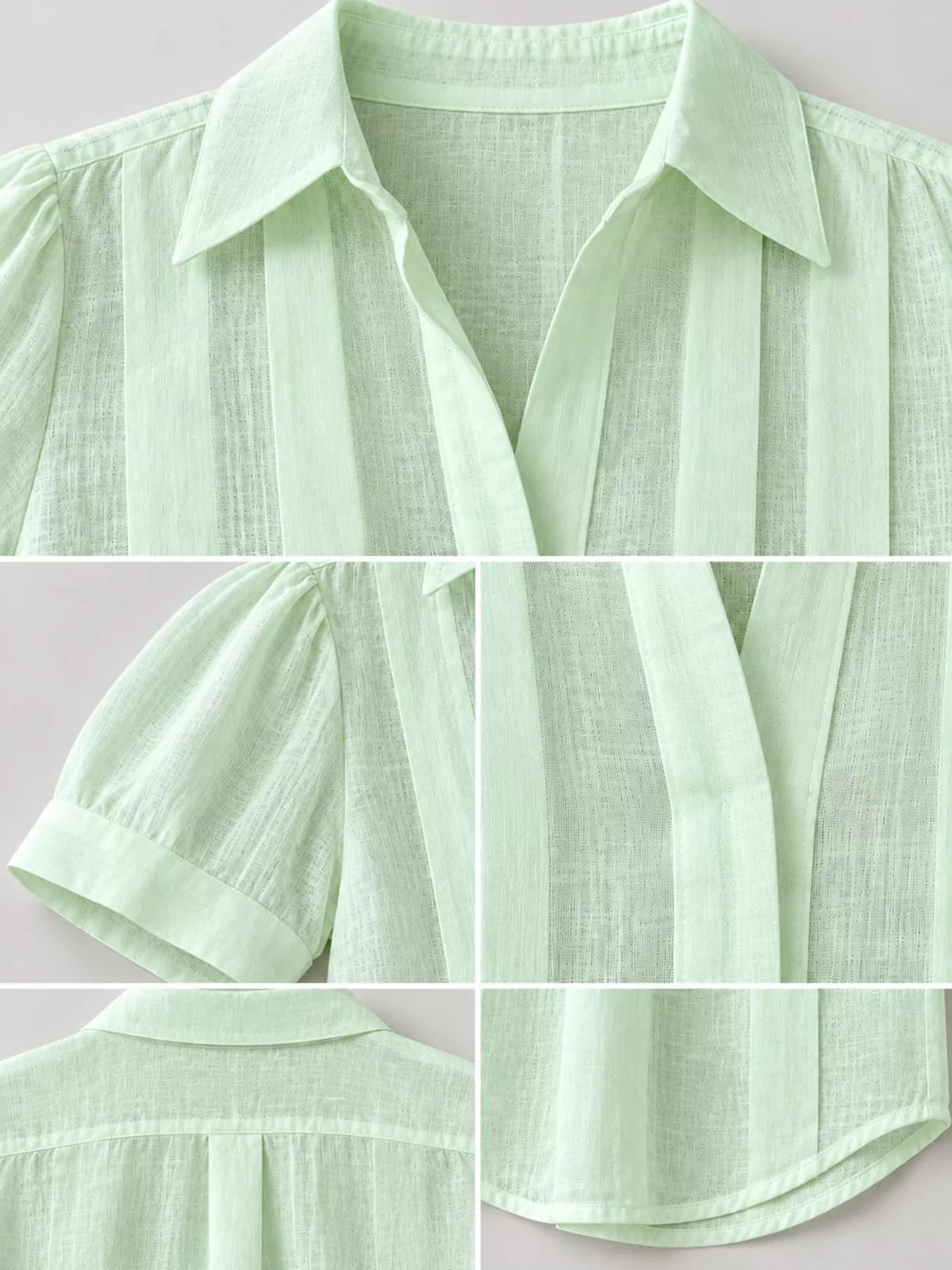 full size button up short sleeve shirt plus | dropsona - neutral - close-up detail