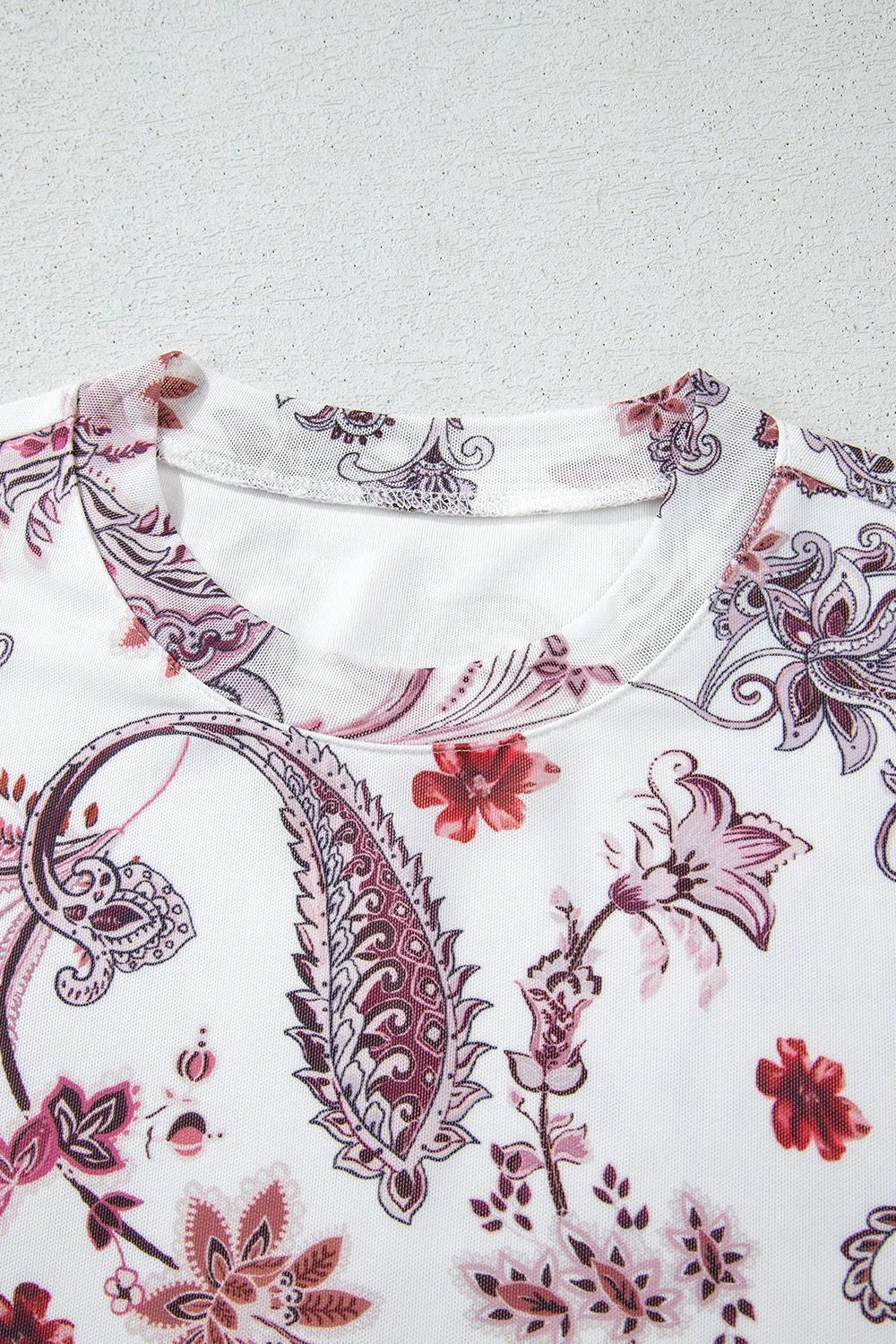 paisley mock neck t shirt - close-up detail