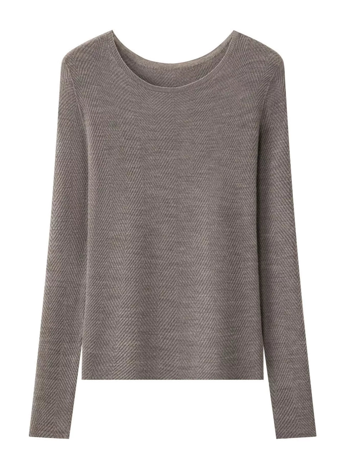 herringbone slim fit long sleeve knit top | dropsona - neutral - usage example