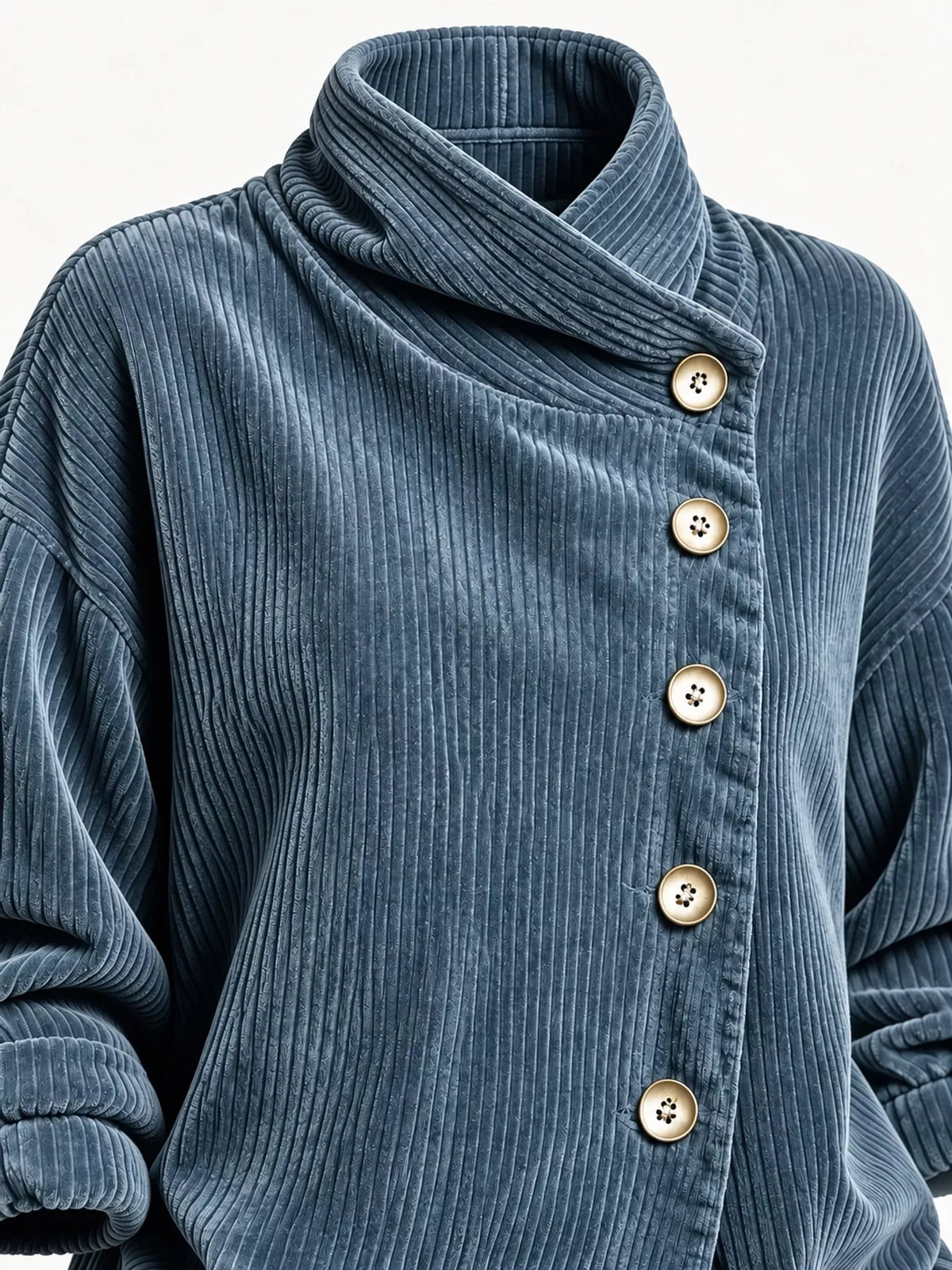 full size asymmetric button-down corduroy jacket plus | dropsona - neutral - size reference