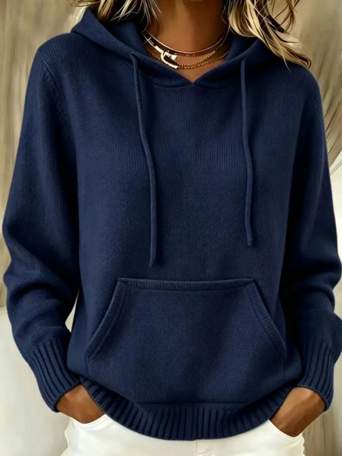 full size drawstring kangaroo pocket hooded sweater | dropsona - neutral - packaging
