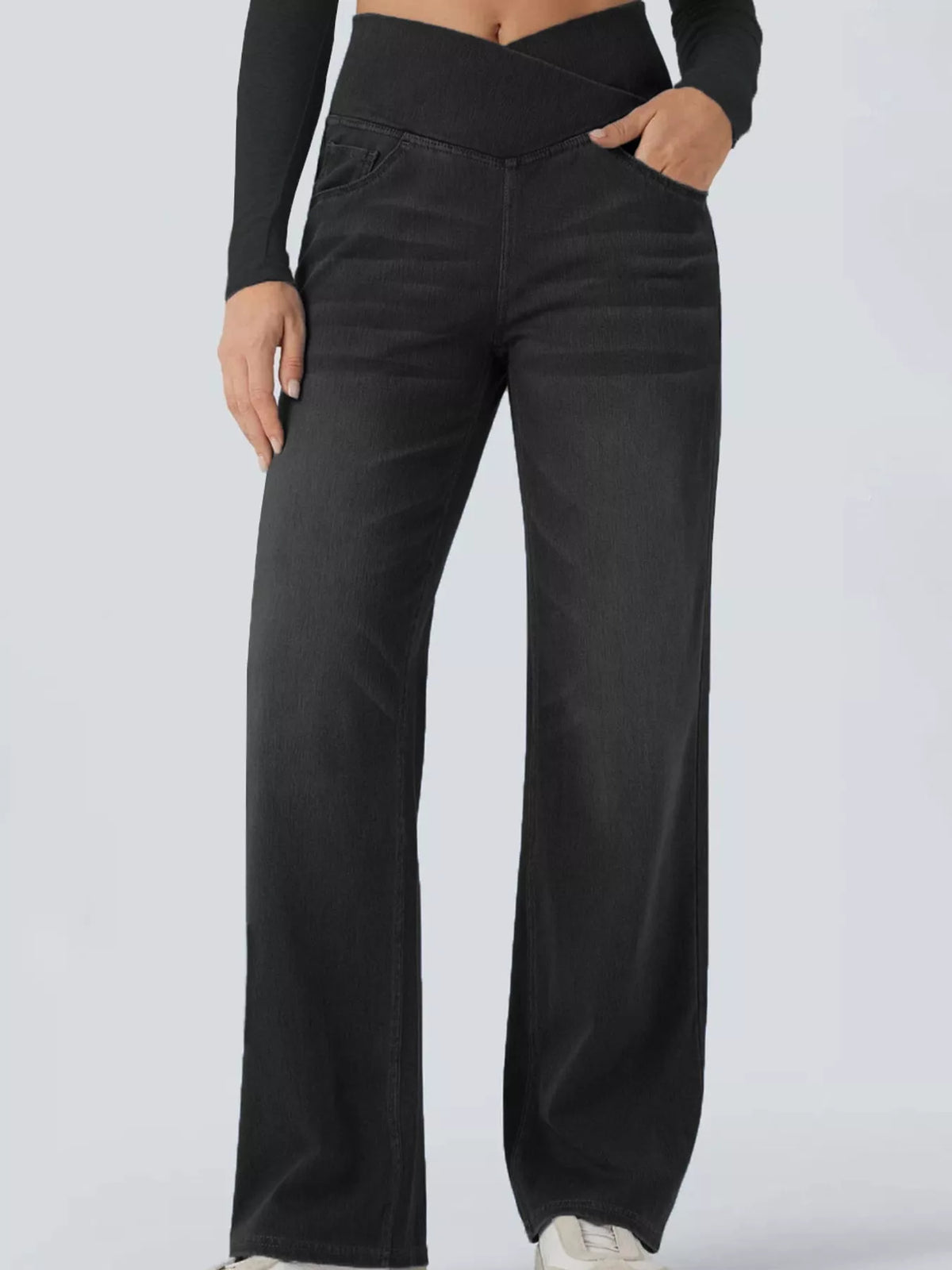 cat's whisker high-waisted cross-over waistband | dropsona - neutral - material texture
