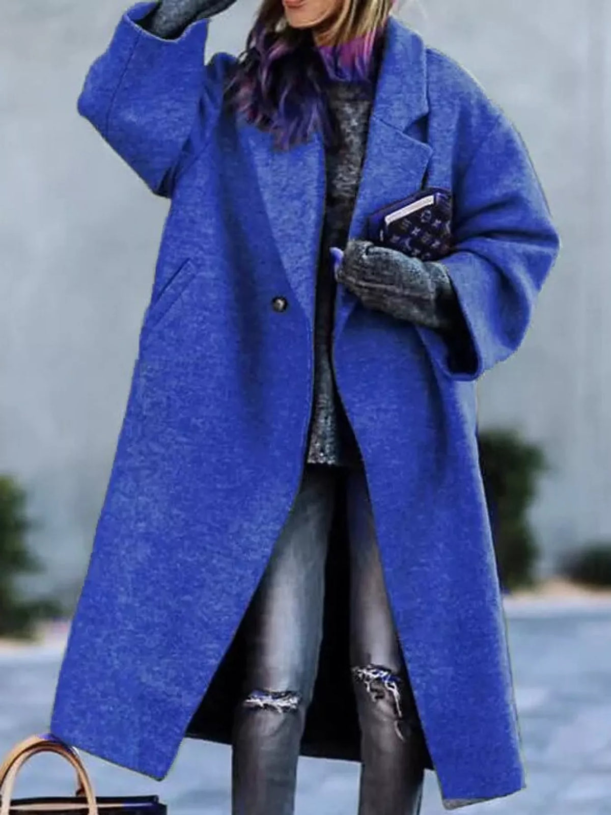 full size lapel collar one button coat plus | dropsona - neutral - packaging