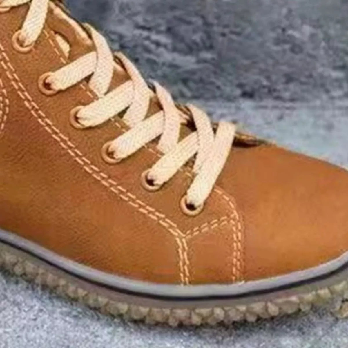 faux suede lace-up ankle boots with warm fleece lining | dropsona - neutral - front view