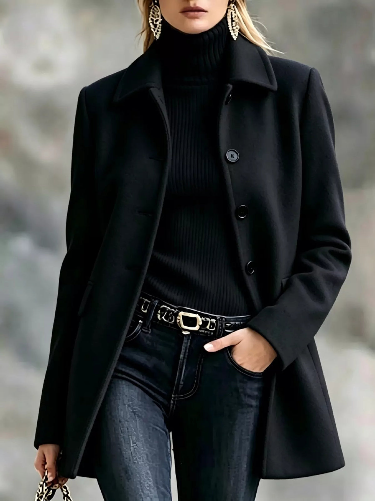 button up longline coat – buttoned | dropsona - neutral - material texture