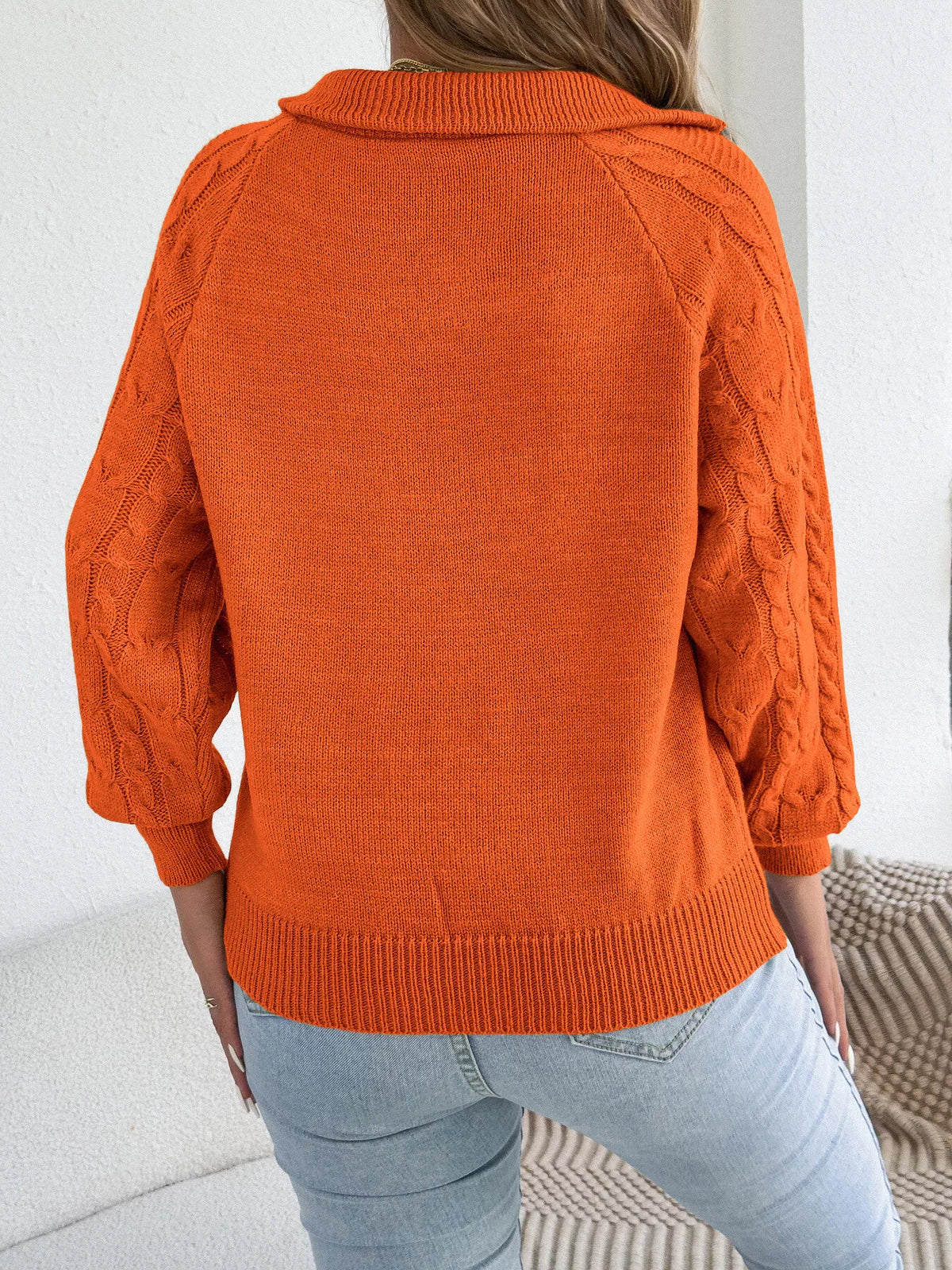 quarter-zip cable knit sweater – cable-knit,zipper | dropsona - neutral - packaging