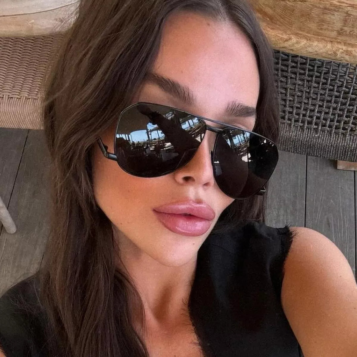 uv protection aviator sunglasses – gaze | dropsona - neutral - size reference
