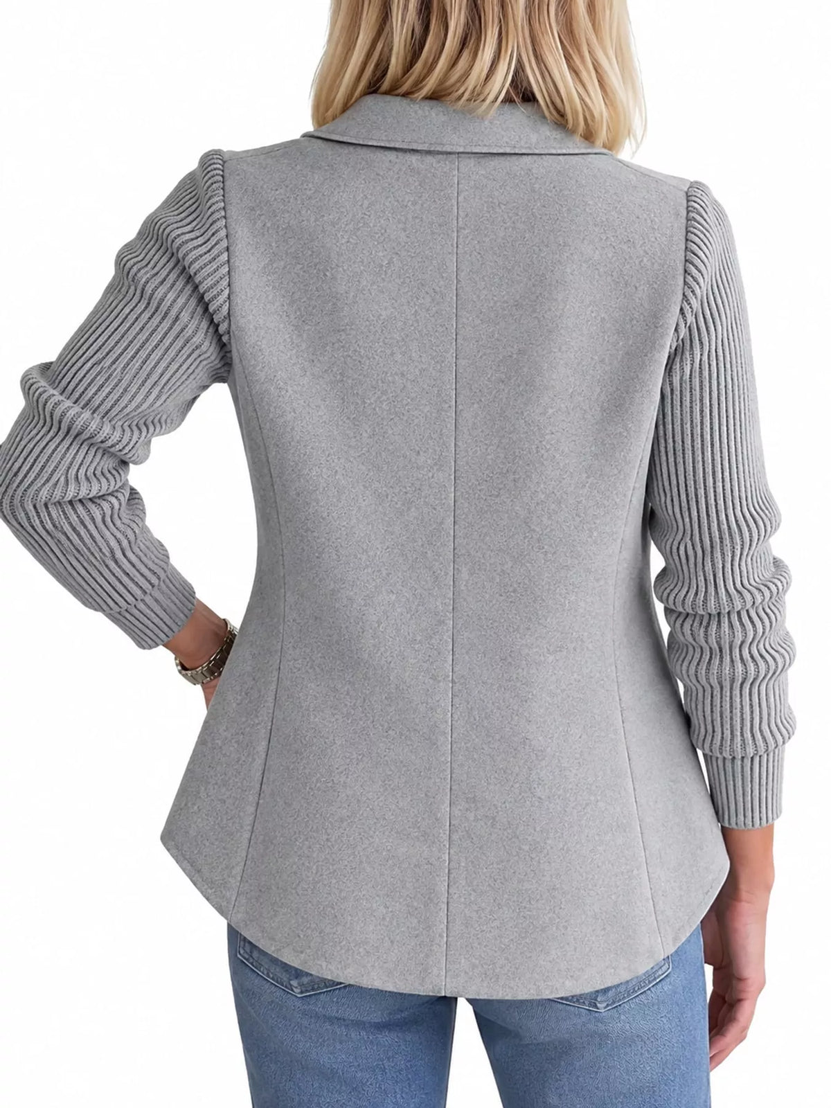 full size double-breasted hybrid blazer with ribbed | dropsona - neutral - packaging