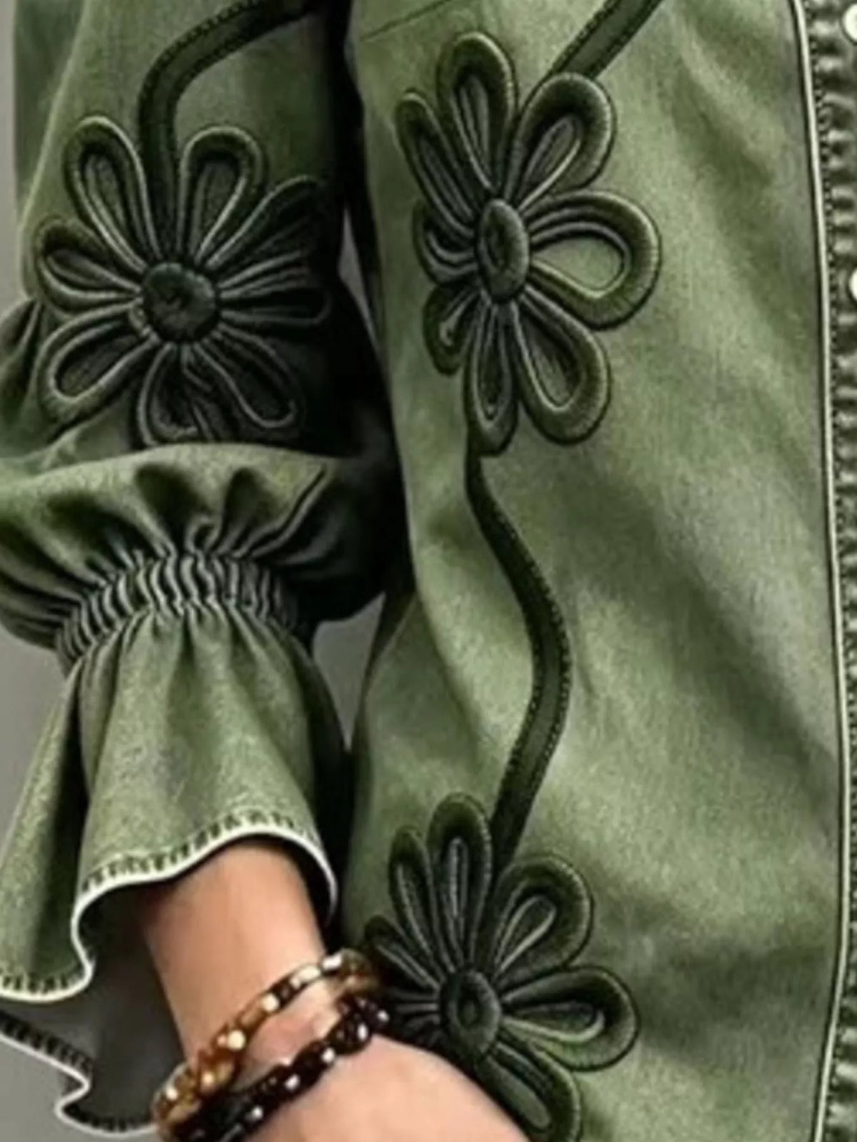 full size denim lock floral embroidered shirt plus | dropsona - neutral - usage example