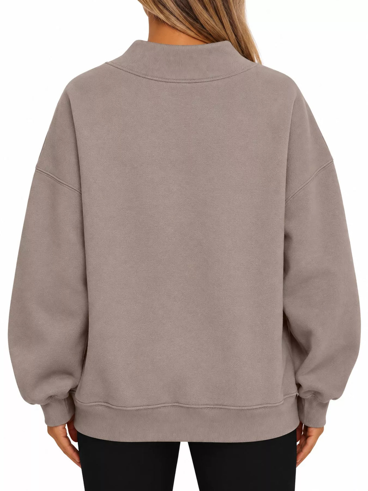 oversized mock neck long sleeve sweatshirt | dropsona - neutral - front view