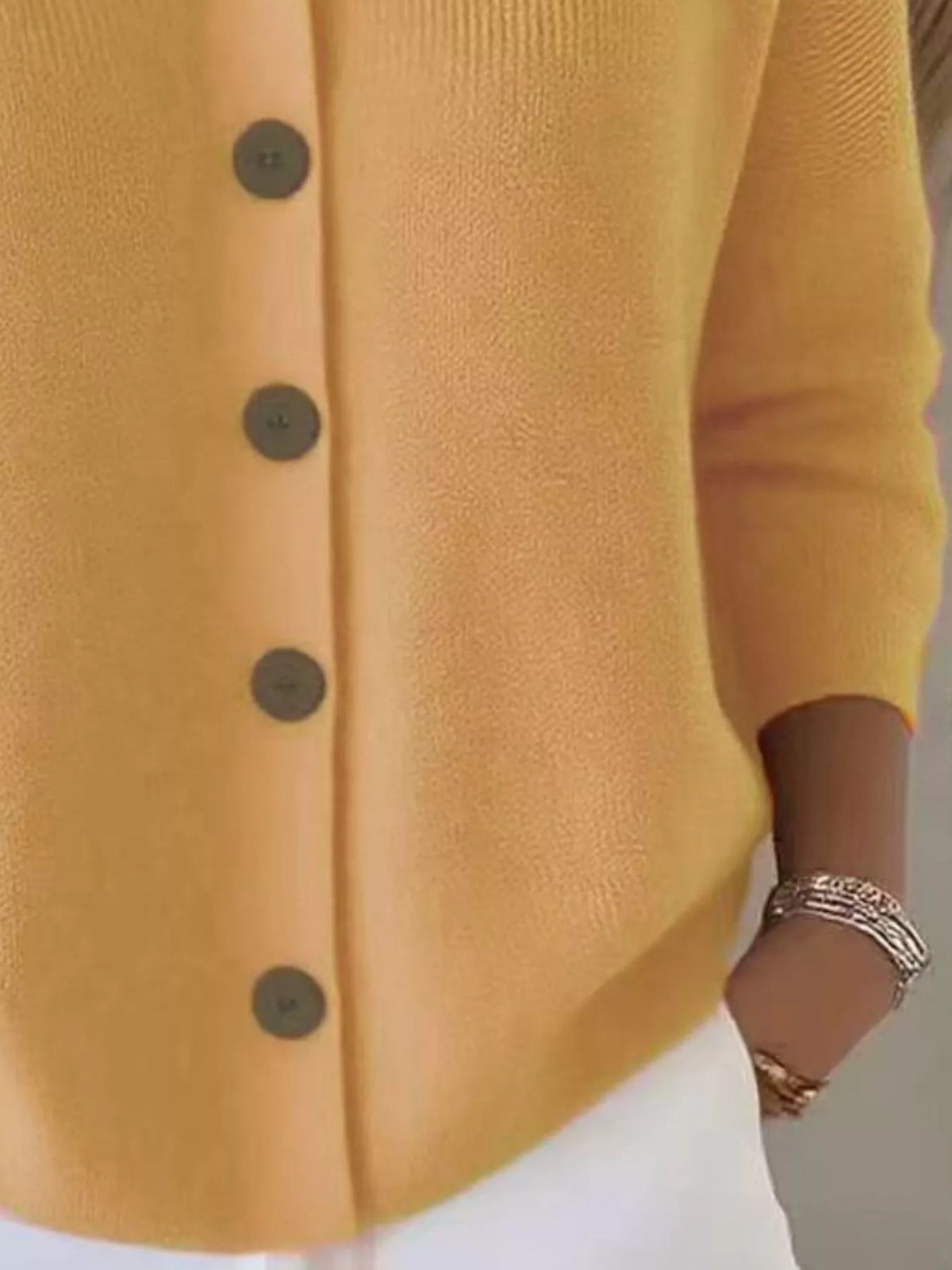 full size collared button-down knit cardigan plus | dropsona - neutral - usage example