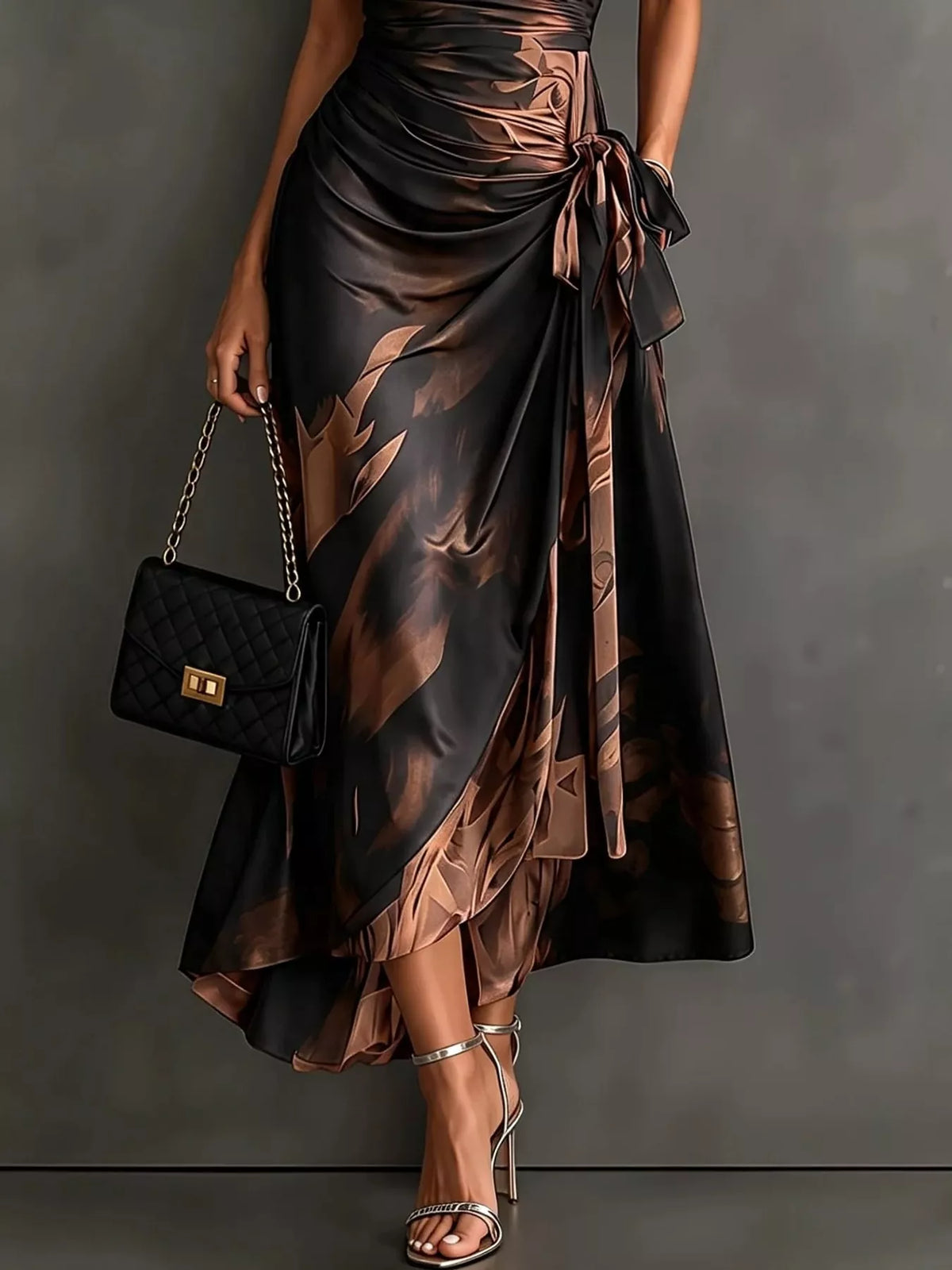 tie detail surplice dress | dropsona - neutral - packaging