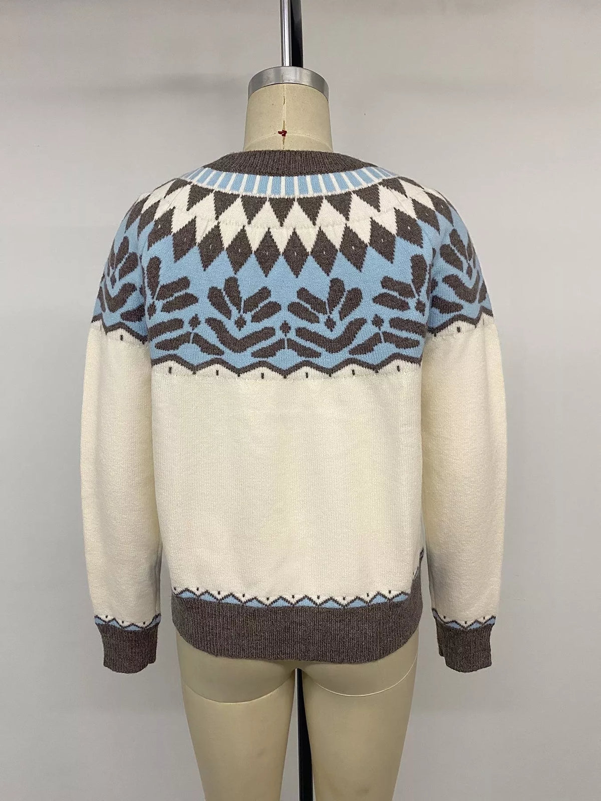 fair isle pattern round neck sweater – basic style | dropsona - neutral - usage example