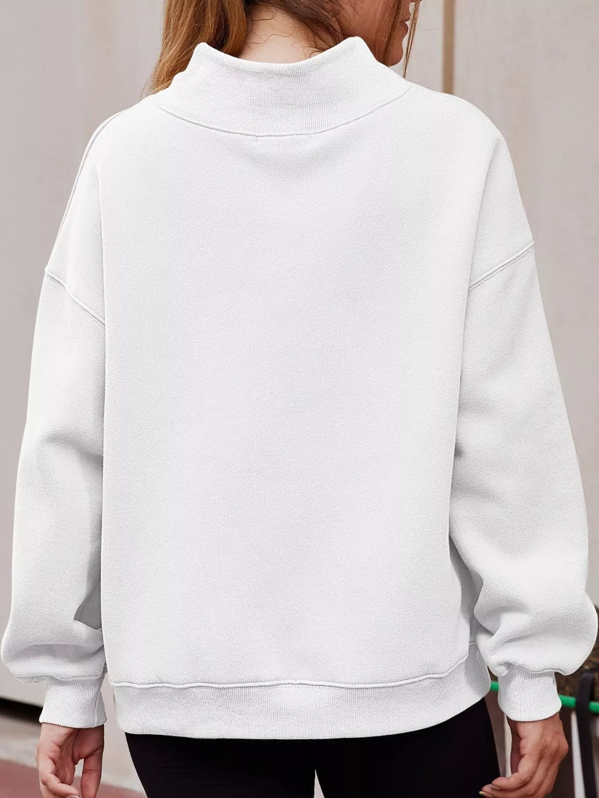 oversized mock neck long sleeve sweatshirt | dropsona - neutral - front view