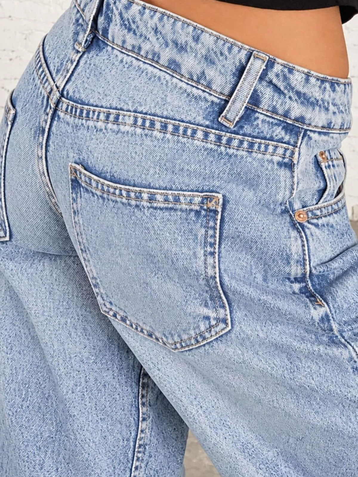 vintage wash low-rise wide-leg jeans | dropsona - neutral - size reference