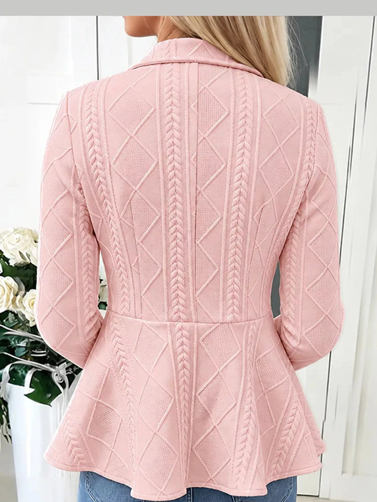cable-knit button up cardigan | dropsona polyester 100% - neutral - usage example