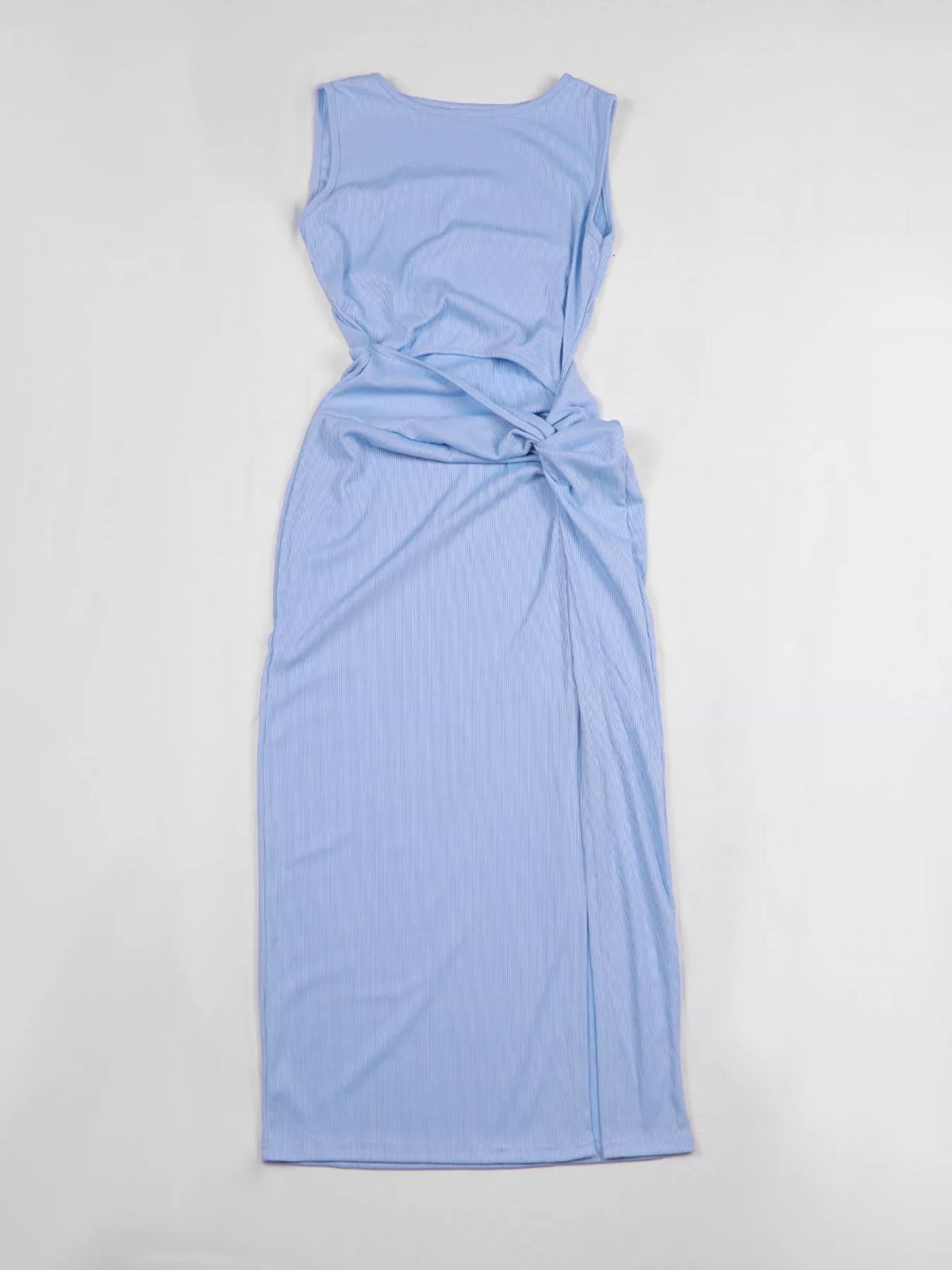 sleeveless cut-out ruched high-slit bodycon dress | dropsona - neutral - packaging