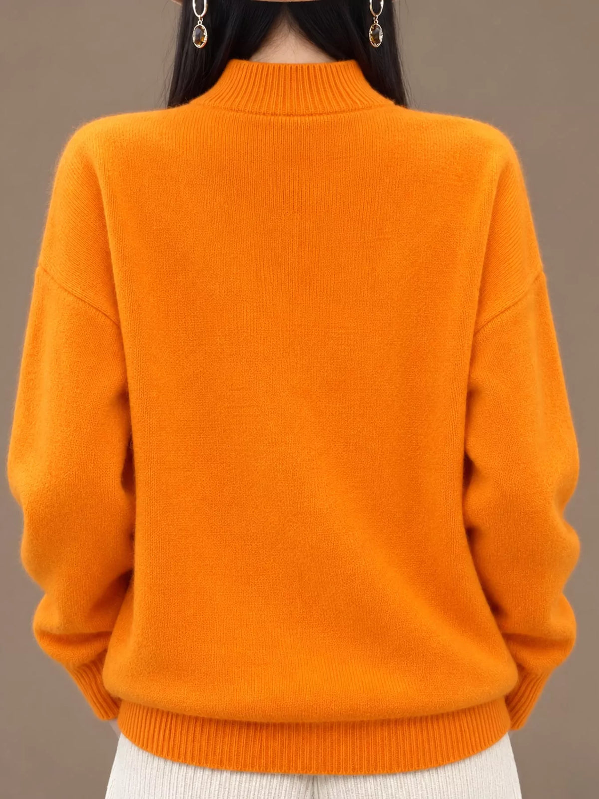 turtleneck dropped shoulder sweater | dropsona - neutral - front view