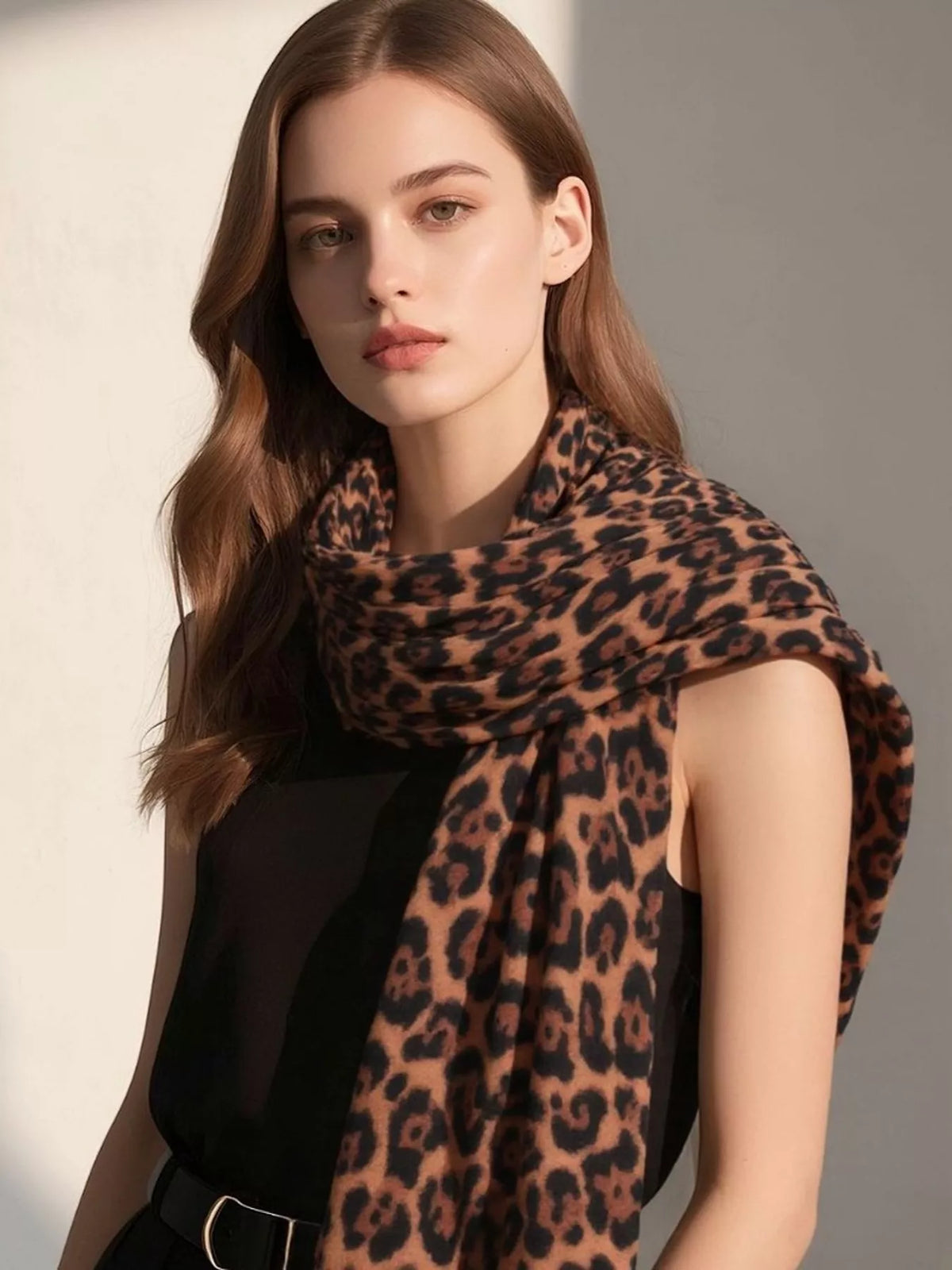 leopard fringe scarf – filadelfia | dropsona polyester fiber - neutral - everyday use