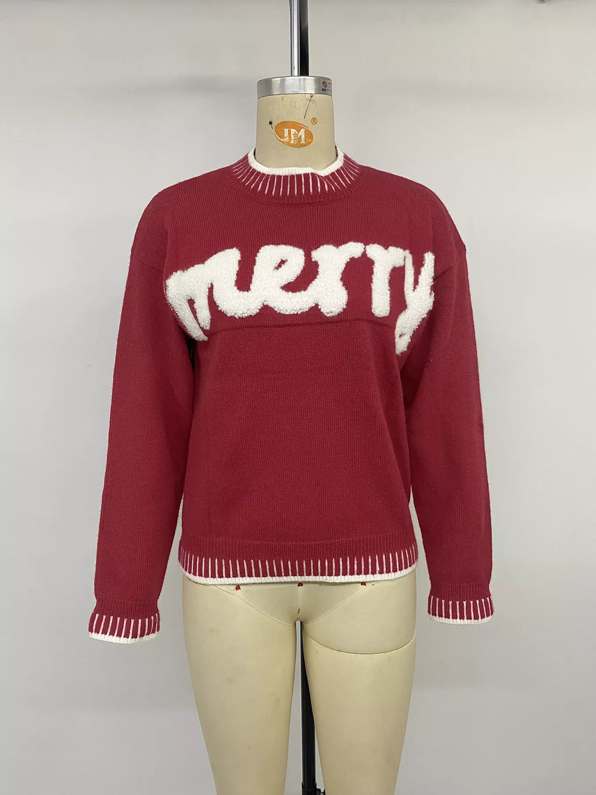 merry letter crew neck sweater – basic style | dropsona - neutral - size reference