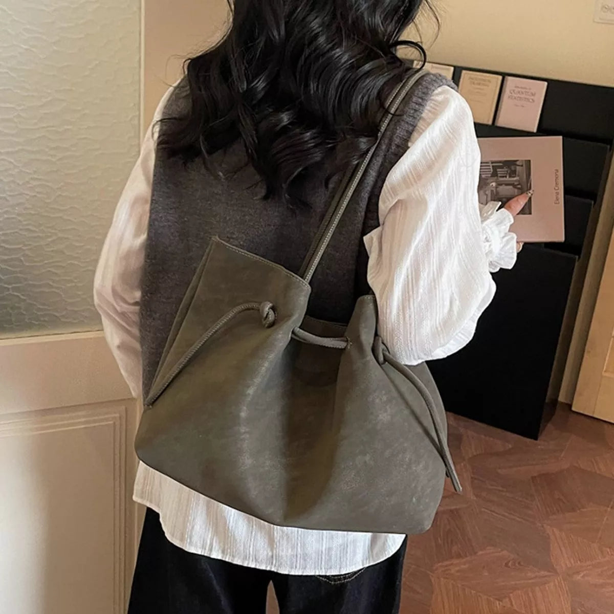 solid color tote bag – stylish sling | dropsona - neutral - material texture