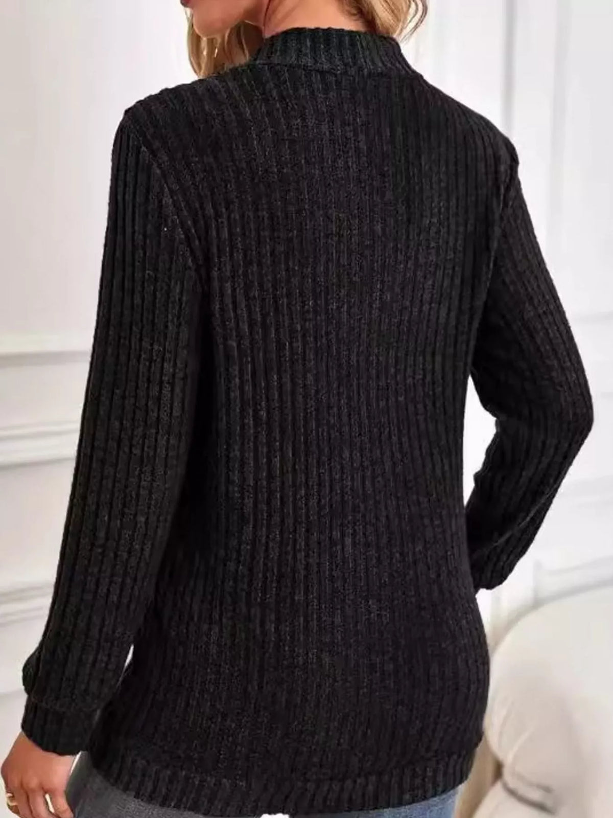 ribbed knit open front cardigan with pockets | dropsona - neutral - usage example