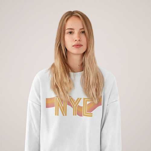 womens nyc retro 70's crewneck sweatshirt – | dropsona - neutral - front view
