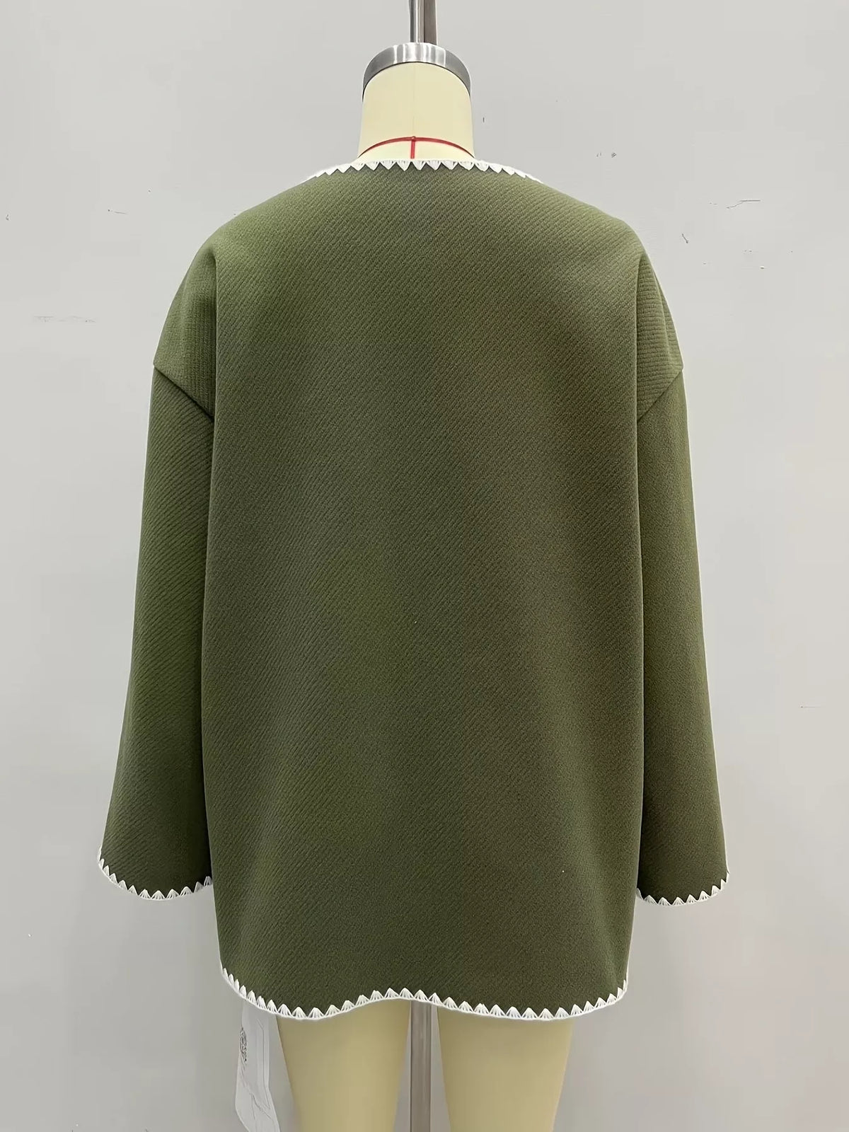 contrast trim button-front outerwear | dropsona - neutral - front view