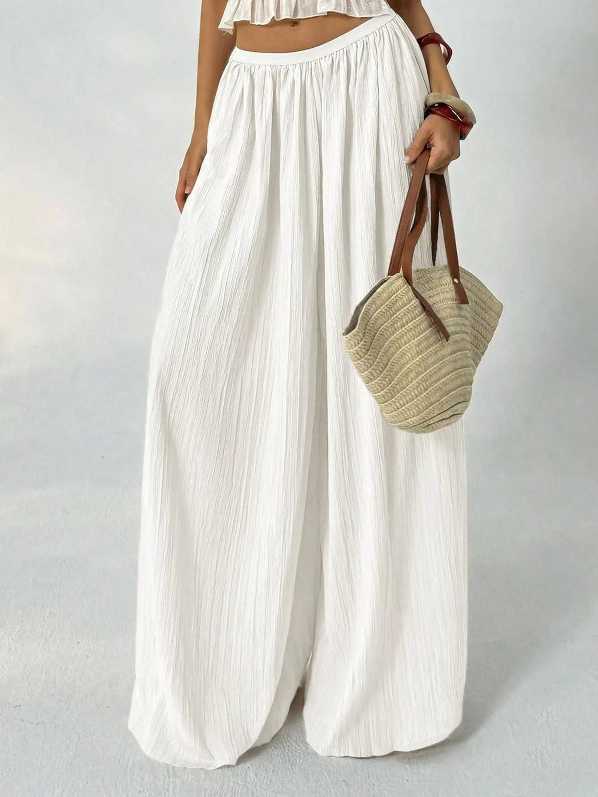 high-waisted wide-leg pleated casual pants | dropsona - neutral - usage example