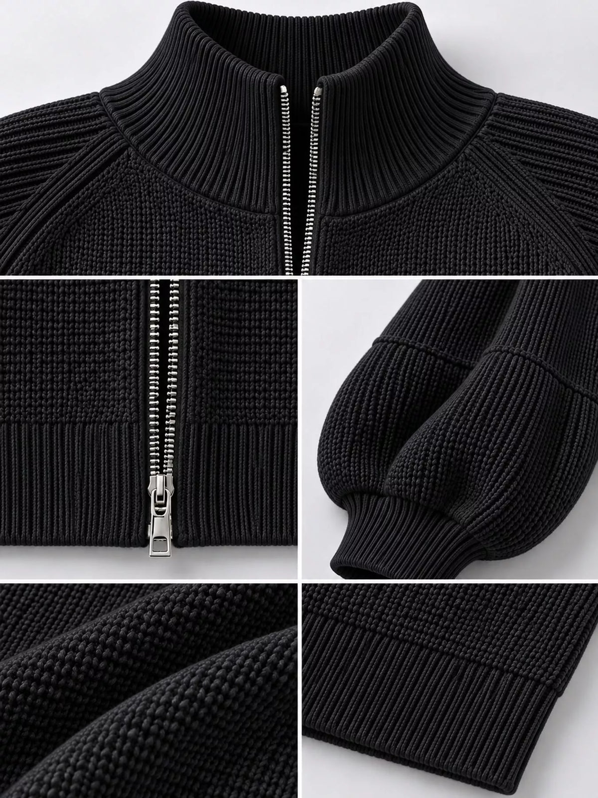 full size elegant ribbed knit zip-up cardigan with | dropsona - neutral - usage example