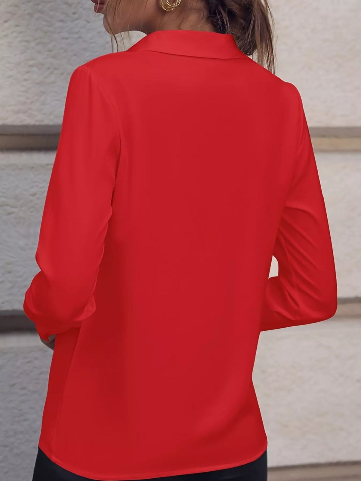 long sleeve satin blouse | dropsona - neutral - size reference